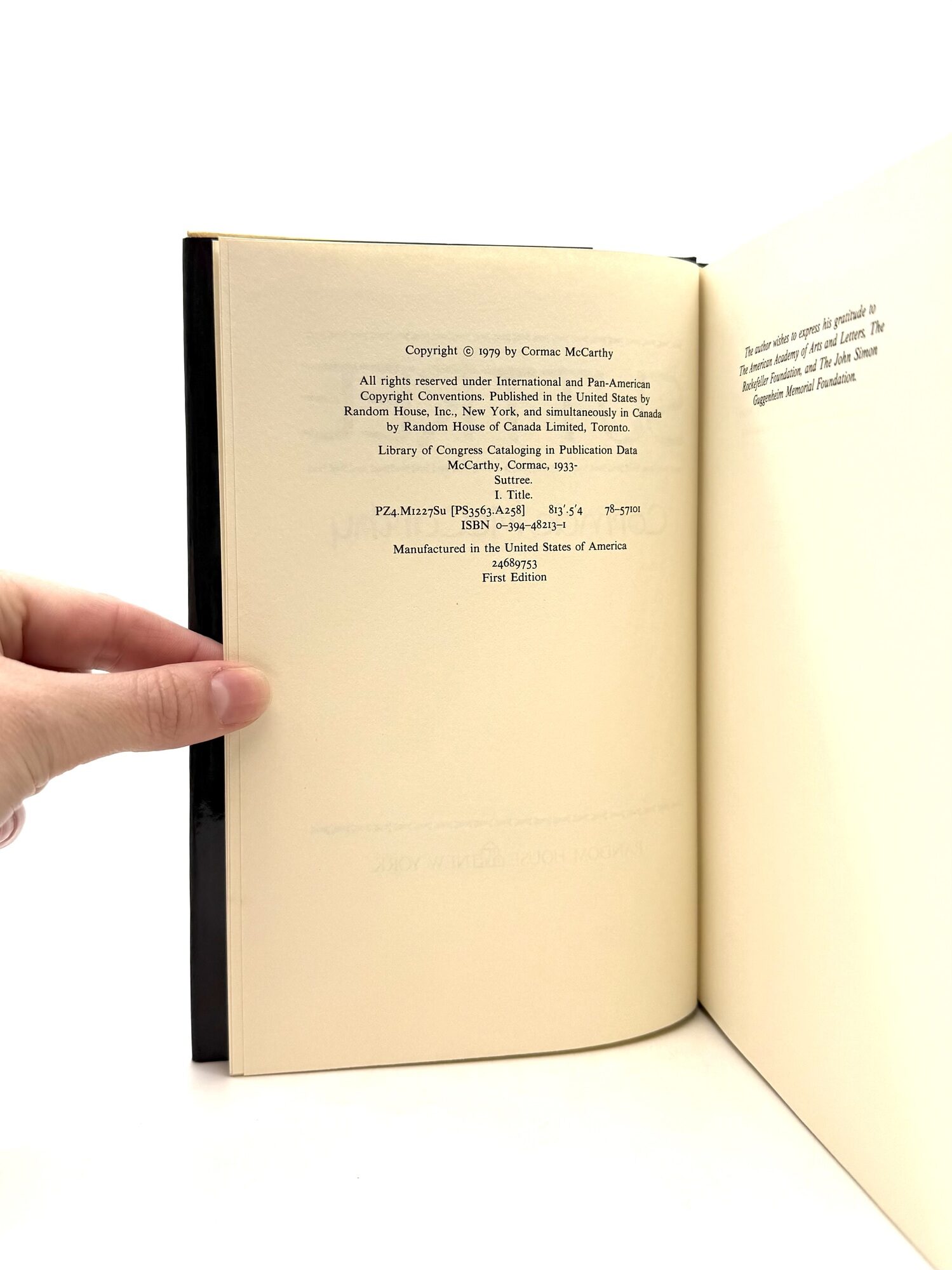 Suttree | Cormac McCarthy | First Edition, First Printing Full Number Line